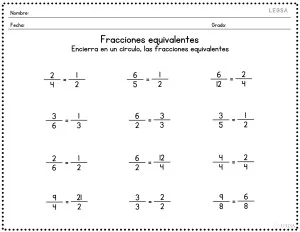 Fracciones equivalentes..