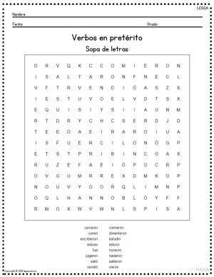 Verbos Conjugados en Pretérito y Copretérito, para niños.